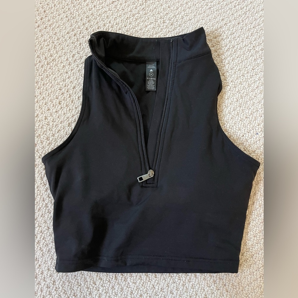Vitality - Black Zip-Up Sleeveless Top